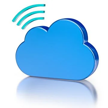 Metal database icon and blue glossy cloud Illustrazione stock
