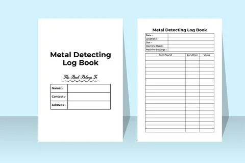 Metal detecting KDP interior notebook. Antique item digging information and l Stock Illustration