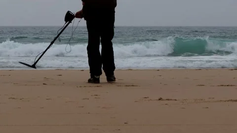 Metal Detector at Beach Scene Stock Footage 212030116