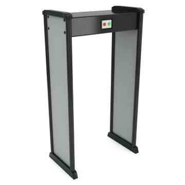 Metal detector scanner. 3D render isolated on white. Illustrazione stock