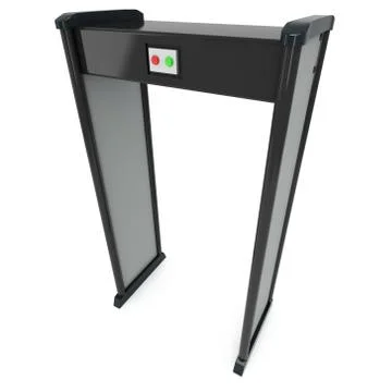 Metal detector scanner. 3D render isolated on white. Illustrazione stock