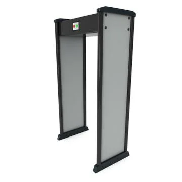 Metal detector scanner. 3D render isolated on white. Illustrazione stock