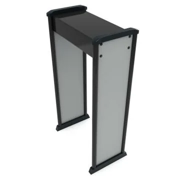 Metal detector scanner. 3D render isolated on white. Illustrazione stock