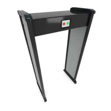 Metal detector scanner. 3D render isolated on white. Illustrazione stock