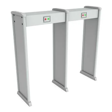 Metal detector scanner. 3D render isolated on white. Illustrazione stock