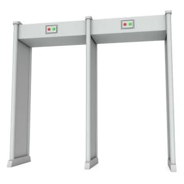 Metal detector scanner. 3D render isolated on white. Illustrazione stock