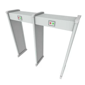 Metal detector scanner. 3D render isolated on white. Illustrazione stock