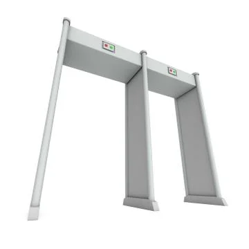 Metal detector scanner. 3D render isolated on white. Ilustração Stock