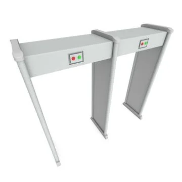 Metal detector scanner. 3D render isolated on white. Ilustração Stock