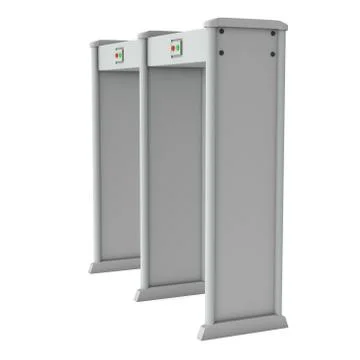 Metal detector scanner. 3D render isolated on white. Illustrazione stock