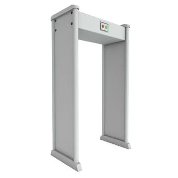 Metal detector scanner. 3D render isolated on white. Illustrazione stock