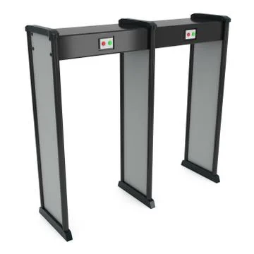 Metal detector scanner. 3D render isolated on white. Ilustração Stock