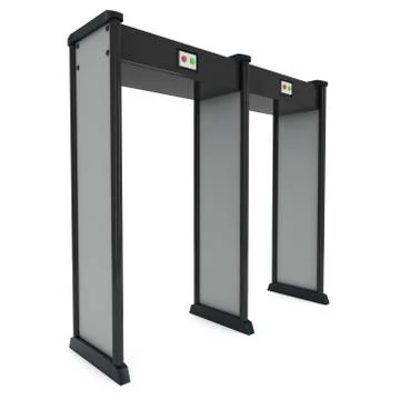 Metal detector scanner. 3D render isolated on white. Illustrazione stock