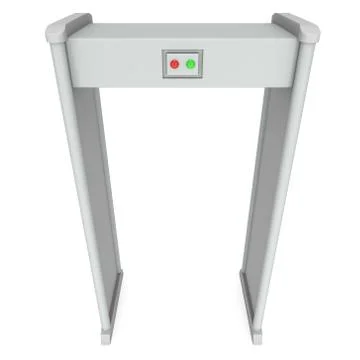 Metal detector scanner. 3D render isolated on white. Illustrazione stock