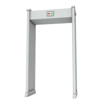 Metal detector scanner. 3D render isolated on white. Illustrazione stock
