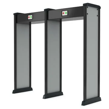 Metal detector scanner. 3D render isolated on white. Illustrazione stock