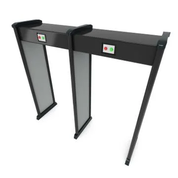 Metal detector scanner. 3D render isolated on white. Illustrazione stock