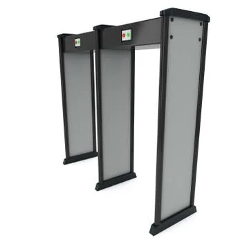 Metal detector scanner. 3D render isolated on white. Ilustração Stock