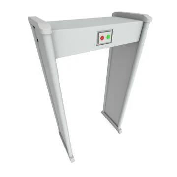 Metal detector scanner. 3D render isolated on white. Ilustração Stock