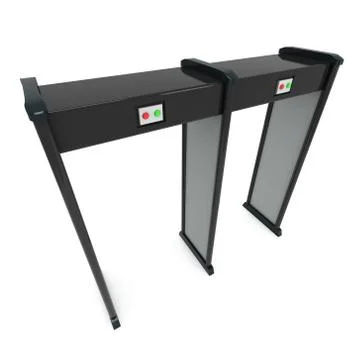 Metal detector scanner. 3D render isolated on white. Illustrazione stock