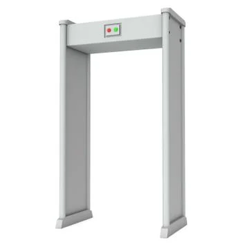 Metal detector scanner. 3D render isolated on white. Illustrazione stock