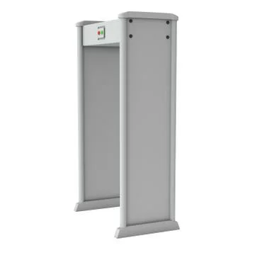 Metal detector scanner. 3D render isolated on white. Illustrazione stock