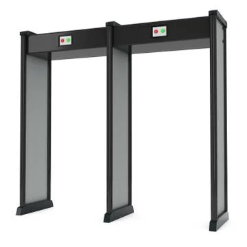 Metal detector scanner. 3D render isolated on white. Illustrazione stock