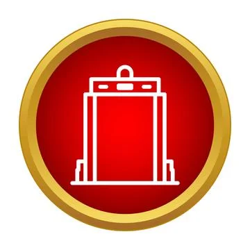 Metal detector scanner gateway security icon on red button Illustrazione stock