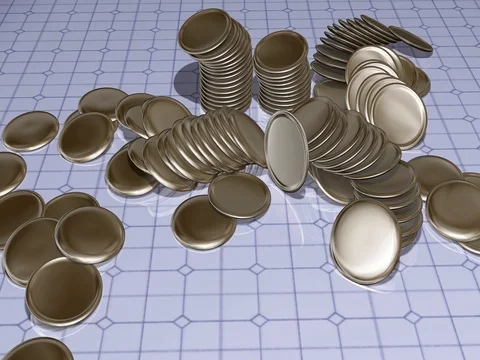 Metal dinner plates falling in slow motion. 3d animation Stock Footage 73991754