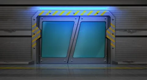 Metal door, bunker or secret laboratory entrance Stock Illustration