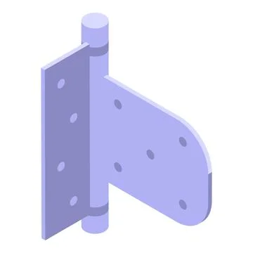 Metal door hinge connecting two parts isometric view Stock Illustration
