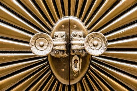 Metal door shaped sunburst. Stock Photos