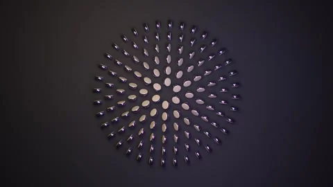 Metal dot radiating motion animation on dark background Stock Footage 343843328