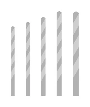 Metal drill bits of different sizes vector isolated over white background Stock Illustration