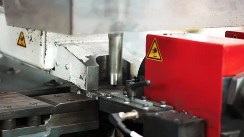 Metal drilling with a drill in the workshop. Close-up. Stock Footage 128969781