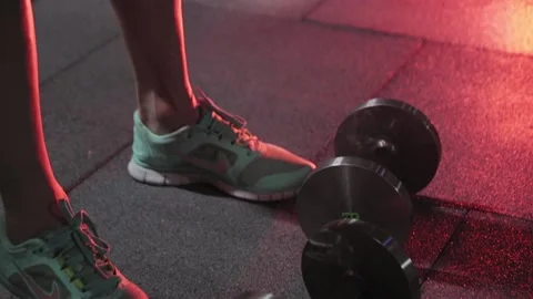 Metal dumbbells Stock Footage 133716311