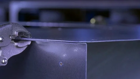 Metal electric welding in factory slow motion. Stock Footage