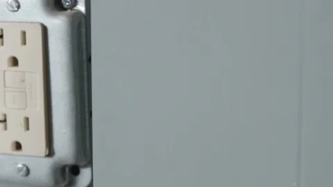 Metal Electrical Box with Switch and Outlet SLIDE LEFT Stock-Footage 104874415