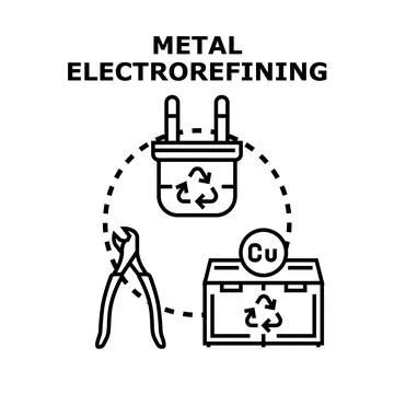 Metal electrorefining process for recycling copper Stock Illustration
