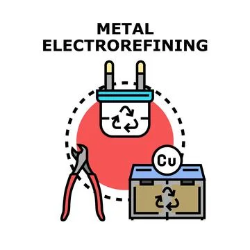 Metal electrorefining process for recycling copper Stock Illustration