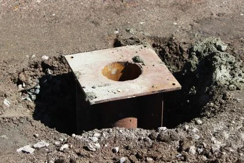 Metal element of the foundation of the support for fixing the traffic light n Photos