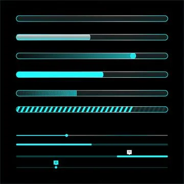 Metal elements and frames for games. Neon elements for games, frames and buttons Stockillustratie