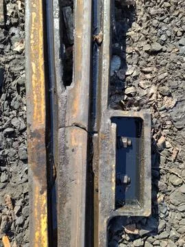 Metal elements of the rail system 库存照片
