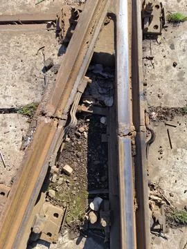 Metal elements of the rail system Stock Photos