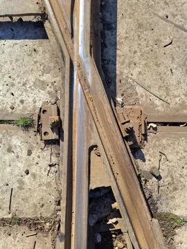 Metal elements of the rail system Stock Photos