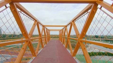 Metal elevated pedestrian crossing Stock-Footage 170068140