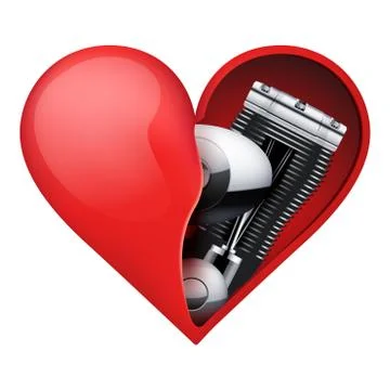 Metal engine inside a red heart イラスト素材