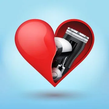 Metal engine inside a red heart イラスト素材