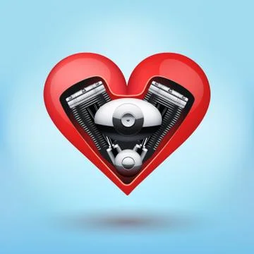 Metal engine inside a red heart イラスト素材