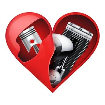 Metal engine inside a red heart イラスト素材
